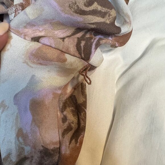 Halogen Short Sleeve Midi V-Neck Beige-Purple Wax Paint Wrap Dress XXL - Picture 10 of 16